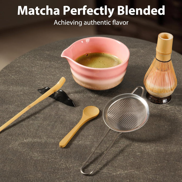 Biomatea Japanisches Matcha-Set, 7-teilig – Handgefertigtes Keramikset für die traditionelle Teezere