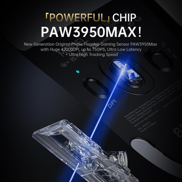 ATTACK SHARK X8 Ultimate Mouse for Large Hand, 65g Superlight, Nordic 54L15MCU, PixArt PAW3950MAX Ga
