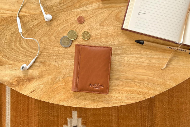 Gusti Kartenhalter Leder - Hal RFID Kartenhülle RFID Schutz Kartenetui Brieftasche Portemonnaie Brau