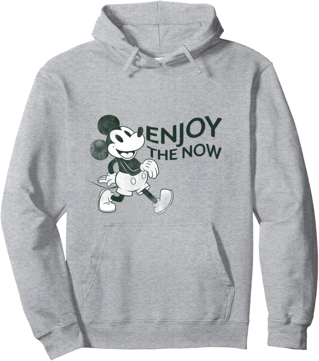Disney Mickey Mouse Striding Retro Distressed Enjoy The Now Pullover Hoodie