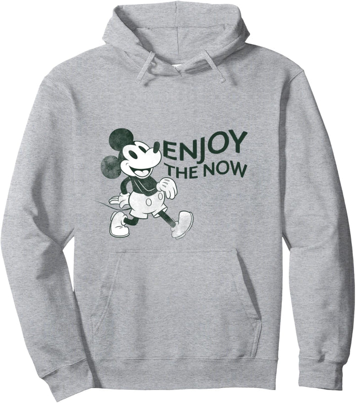 Disney Mickey Mouse Striding Retro Distressed Enjoy The Now Pullover Hoodie