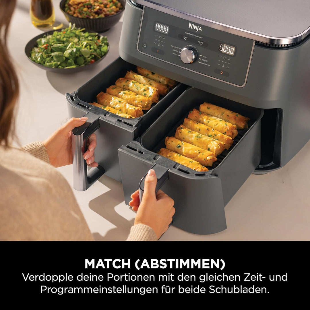 Ninja Dual Zone Digital Air Fryer, 2 Schubladen, 6-in-1, Heissluftfritteuse, 9,5L, Heissluft-Frittie