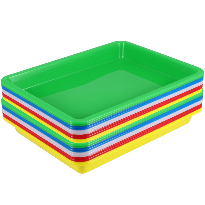 20 Stück Buntes Kunststoff Tablett Rechteckig, 28 x 21,5 x 3 cm Mehrfarbig Kunsttabletts aus Kunstst