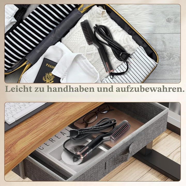 Bartglätter für Männer, 3 in 1 Mini Elektrische Bart Glätteisen, Elektrischer Haarglätter Bart Bürst