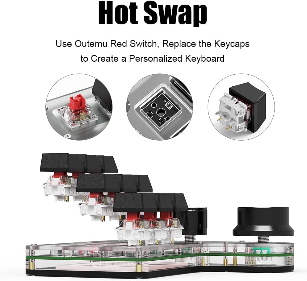 Mechanische Mini Makro Tastatur - Kabellos, Programmierbar, Hot-Swap Gaming Keyboard mit RGB Beleuch