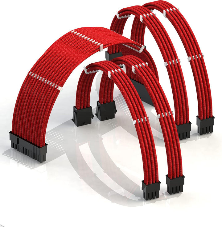 LINKUP - AVA 30cm PSU Kabelverlängerung Ummantelt GPU Nach Mass PC Stromversorgung mit Kamm-Kit┃1x 2