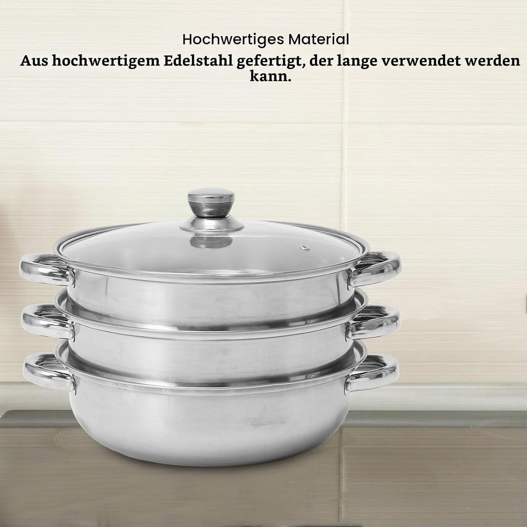 Edelstahl Dampftopf, Verdickter, Multifunktional, Grosses Fassungsvermögen, Doppelohr-Topf für Leben