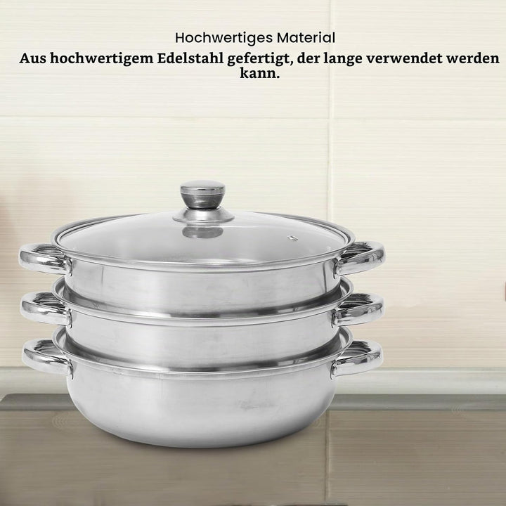 Edelstahl Dampftopf, Verdickter, Multifunktional, Grosses Fassungsvermögen, Doppelohr-Topf für Leben
