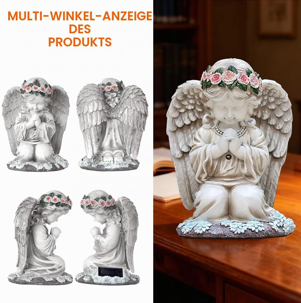 Grabschmuck Wetterfest, Solar Engel Gartenstatuen, Wetterfest Grabschmuck, Grabengel mit Led Solarle