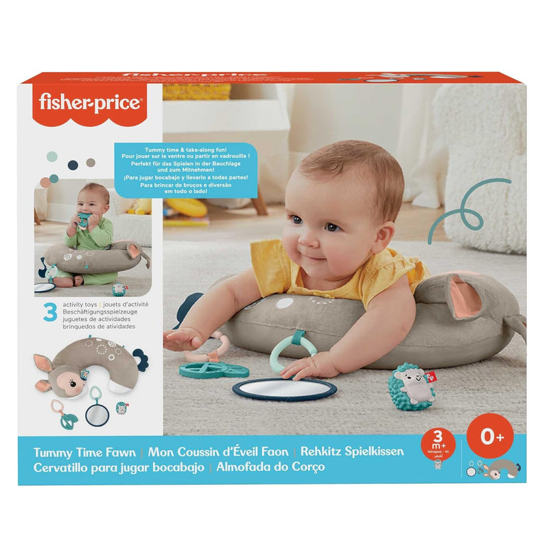 Fisher-Price HJJ16 - Rehkitz Spielkissen zum Spielen in Bauchlage mit Spiegel, BPA-freiem Beissring