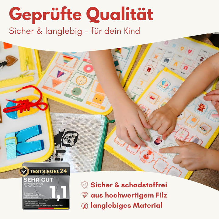 Lion’s Collection Montessori Busy Board Deutsch ab 3 Jahre – Busy Book & Activity Board für Kinder –