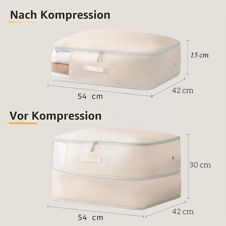 DIMJ Selbstkomprimierender Organizer - Bettwäsche Aufbewahrung 4 Stück Aufbewahrung Bettdecken Kompr