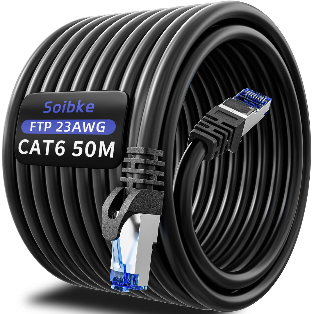 Soibke Lan Kabel 50 Meter Cat 6, Netzwerkkabel 50m Outdoor, EthernetKabel High Speed InternetKabel A