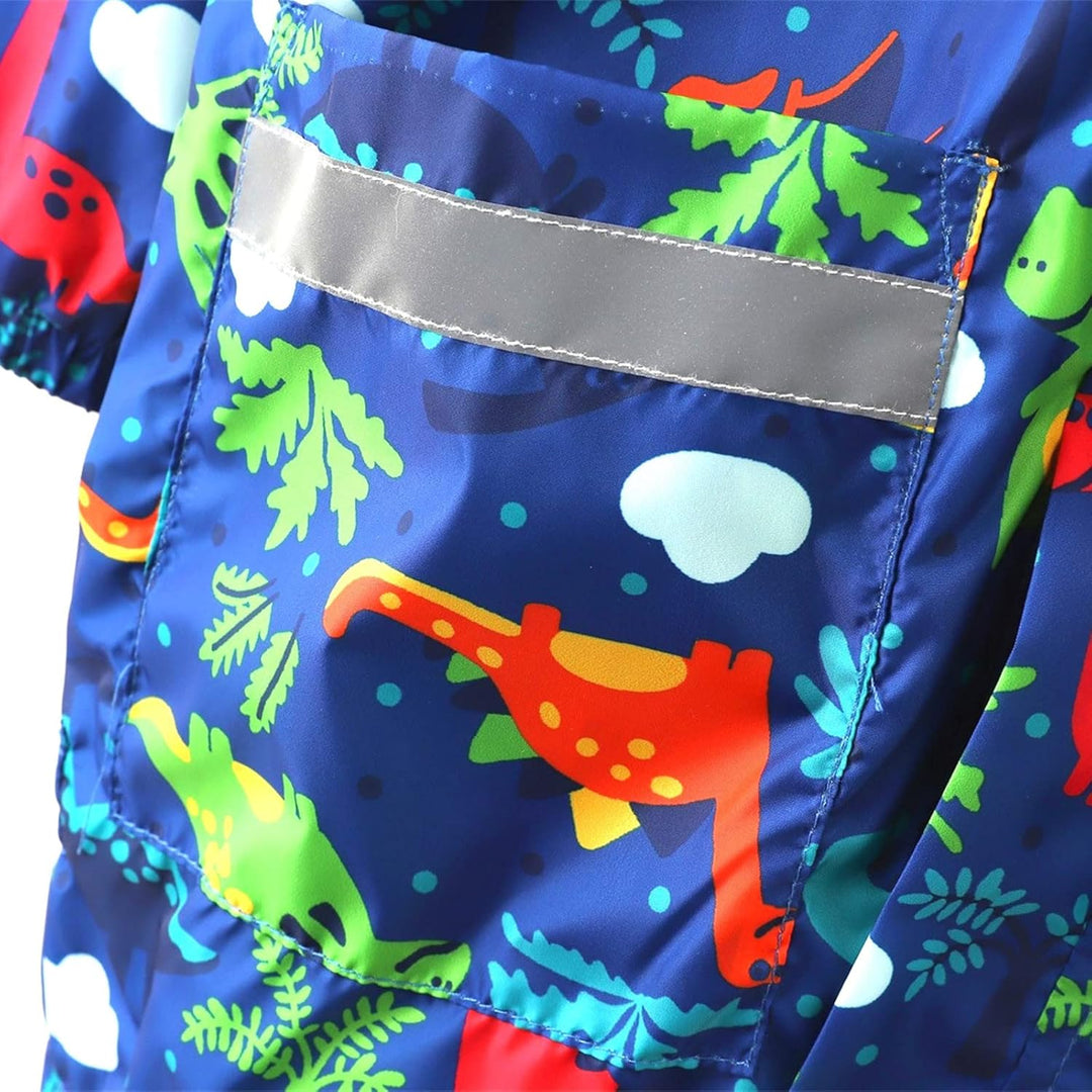Regen Kinderkleidung Kinder Dinosaurier Regenbogen Bedruckte Regenjacke mit Kapuze Winddichter Regen