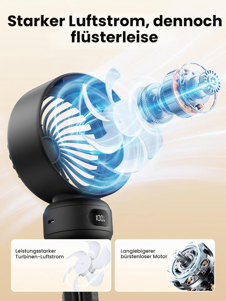 Warmco Tragbarer Kinderwagen-Ventilator, 4000 mAh, wiederaufladbarer Clip-On-Stativventilator (bis z
