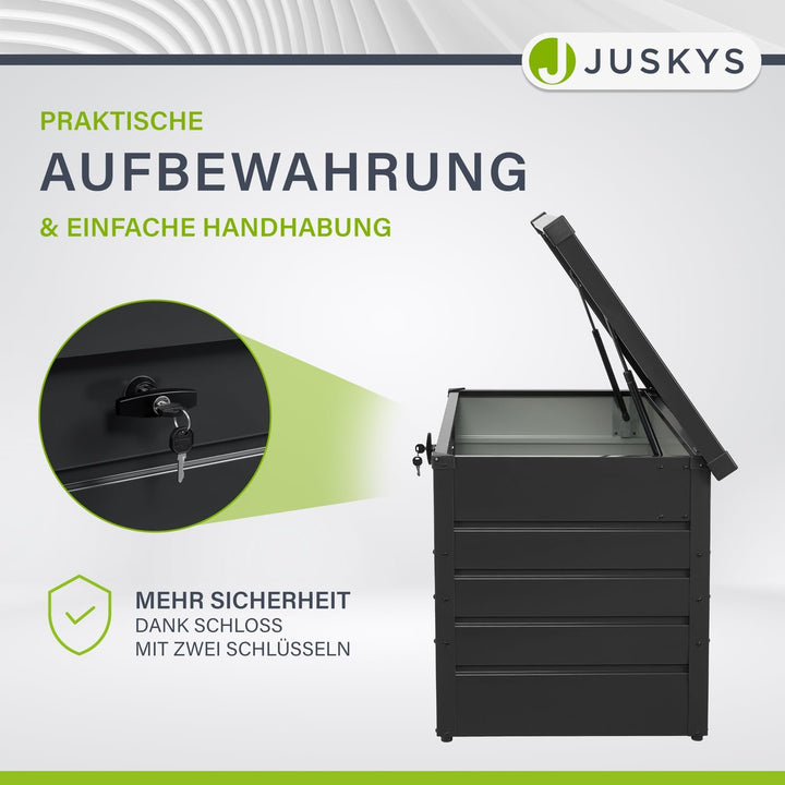 Juskys Metall Aufbewahrungsbox Limani 380 Liter - Outdoor Box - wasserdicht, abschliessbar - Gartenb