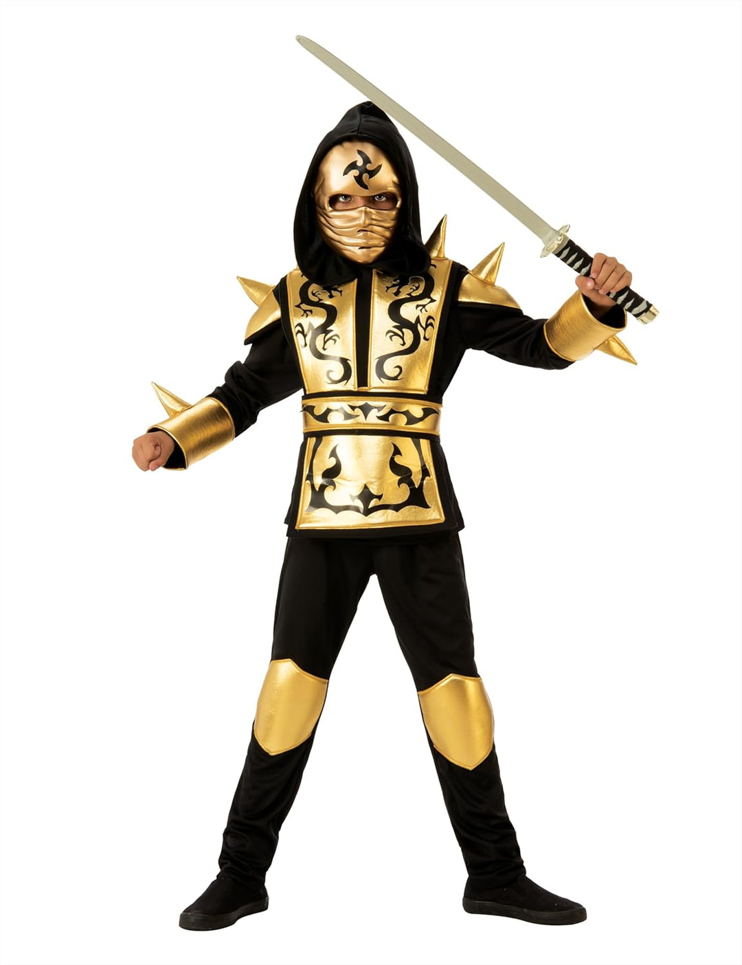 Rubies 641143-M Ninja Dragon Gold Kostüm für Kinder, Grösse 5-7 Jahre M (5-7 Jahre), M (5-7 Jahre)