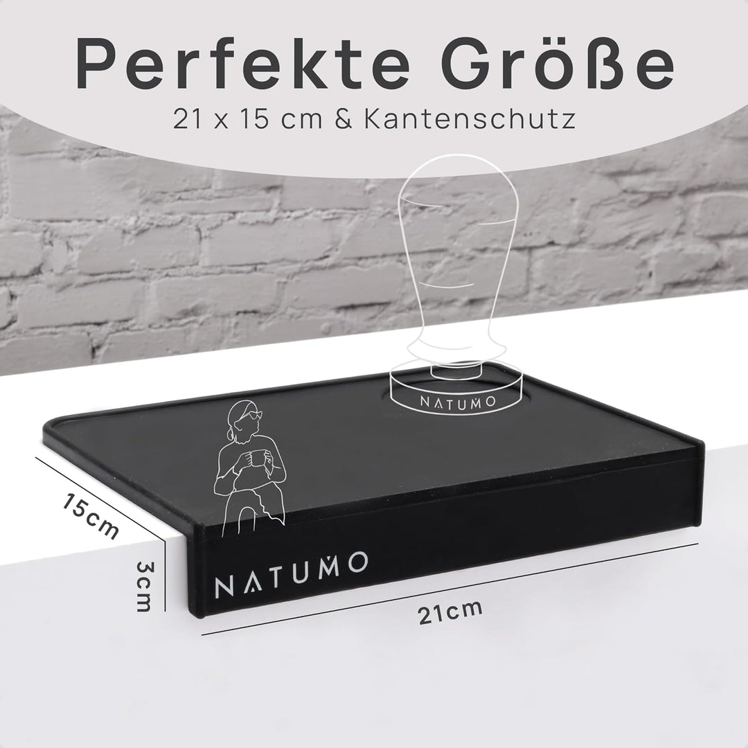 NATUMO Tampermatte Barista (21x15x3cm) Anti-Rutsch Silikon Tamper Matte mit Kantenschutz, Barista Zu