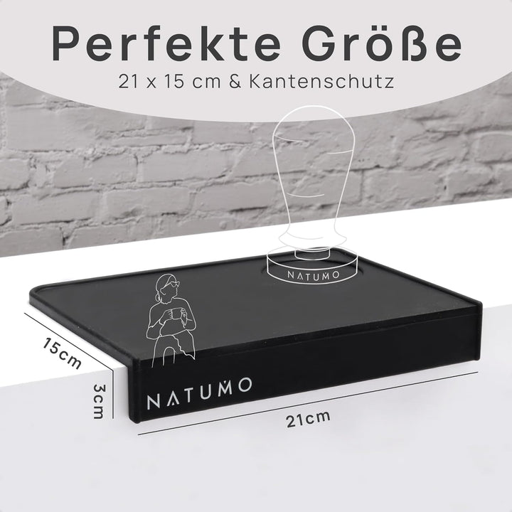NATUMO Tampermatte Barista (21x15x3cm) Anti-Rutsch Silikon Tamper Matte mit Kantenschutz, Barista Zu