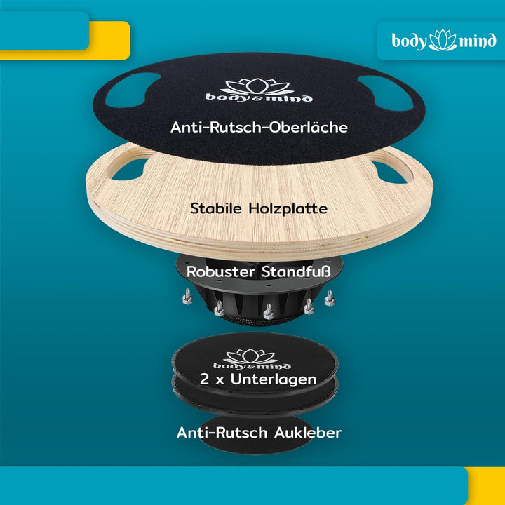 Balance-Board Deluxe Wackelbrett für Physio-Therapie-Kreisel-Training; Trainiert Gleichgewicht & Koo