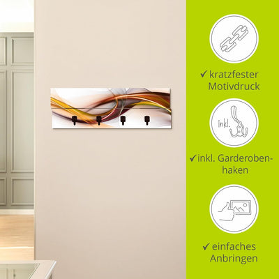 ARTLAND Wandgarderobe Holz mit 4 Haken 90x30 cm Design Quer Garderobe mit Motiv Abstrakt Design Mode