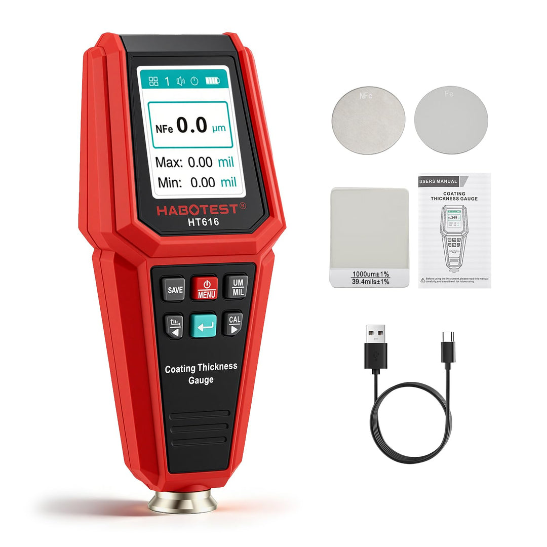 Lackschichtdickenmessgerät für Autos, Autolack Schichtdickenmessgerät Handheld mit LCD Display Hinte