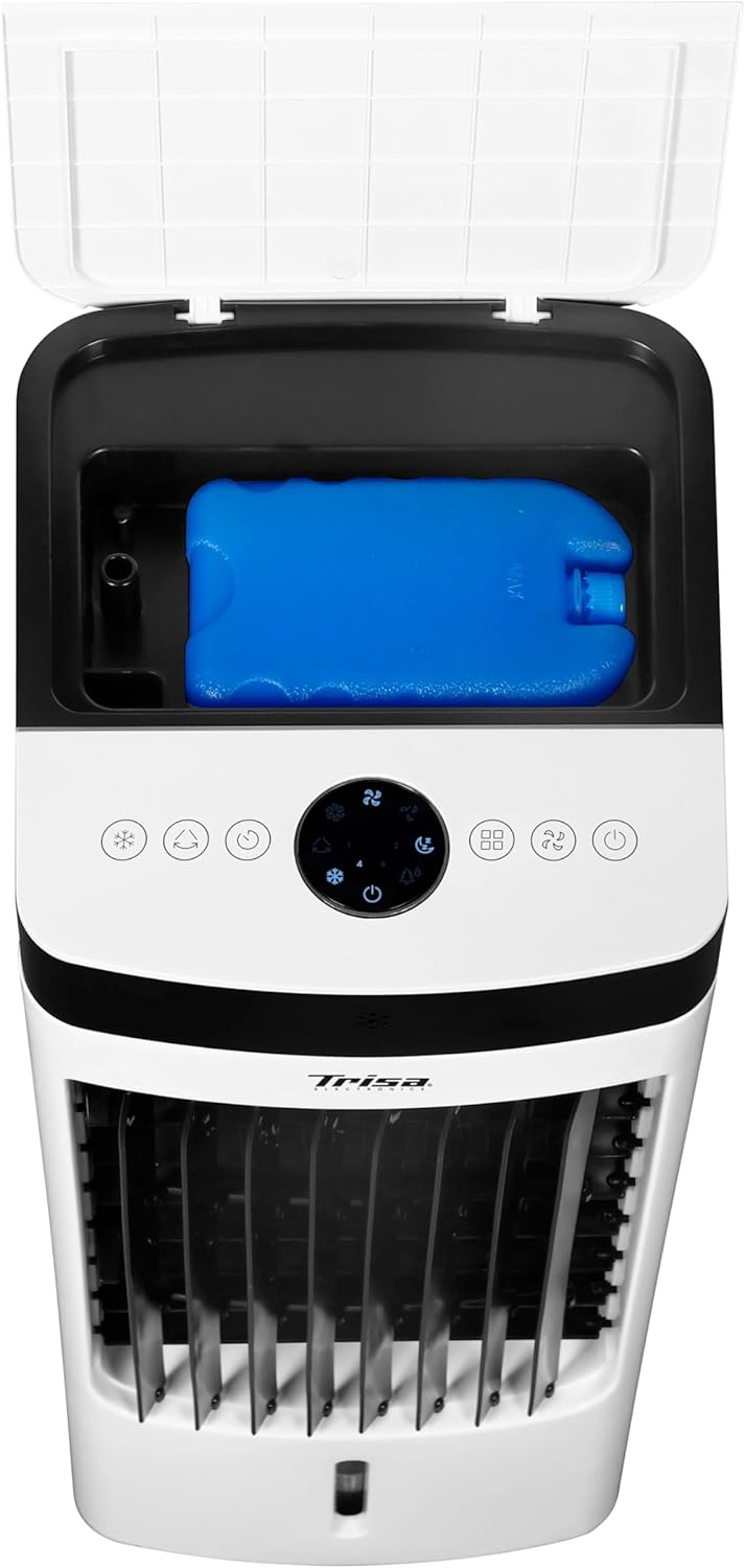 Trisa Turmventilator mit Wasserkühlung 4L - Fernbedienung, Luftkühler für Eis & Wasser, 6h Timer, Os
