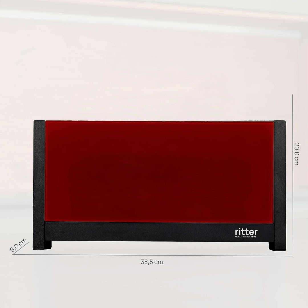 ritter volcano 5 Langschlitz-Toaster mit Brötchenaufsatz, extra schmal, Made in Germany, Rot Rot Toa