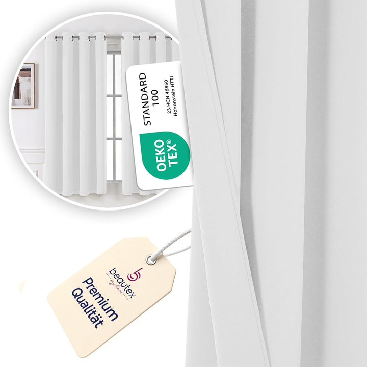 BEAUTEX Verdunkelungsgardine mit Ösen, Blackout Ösenschal Blickdicht abdunkelnd, Grösse und Farbe wä