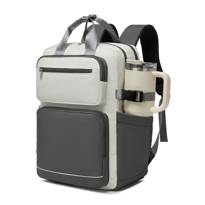 KONO Rucksack Damen 15,6 Zoll Laptop Rucksack, Grosse Wasserdicht Schulrucksack mit Flaschenfach, 2