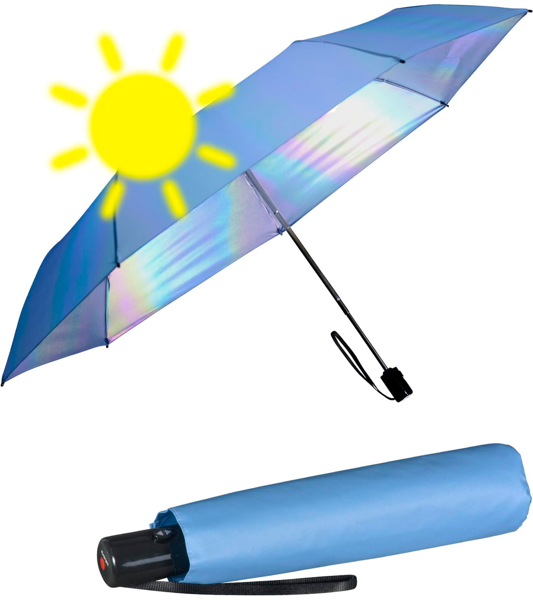 Knirps Taschenschirm Slim Duomatic Auf-Zu-Automatik Blue - Irisierend - Uv-schutz, Blue - Irisierend
