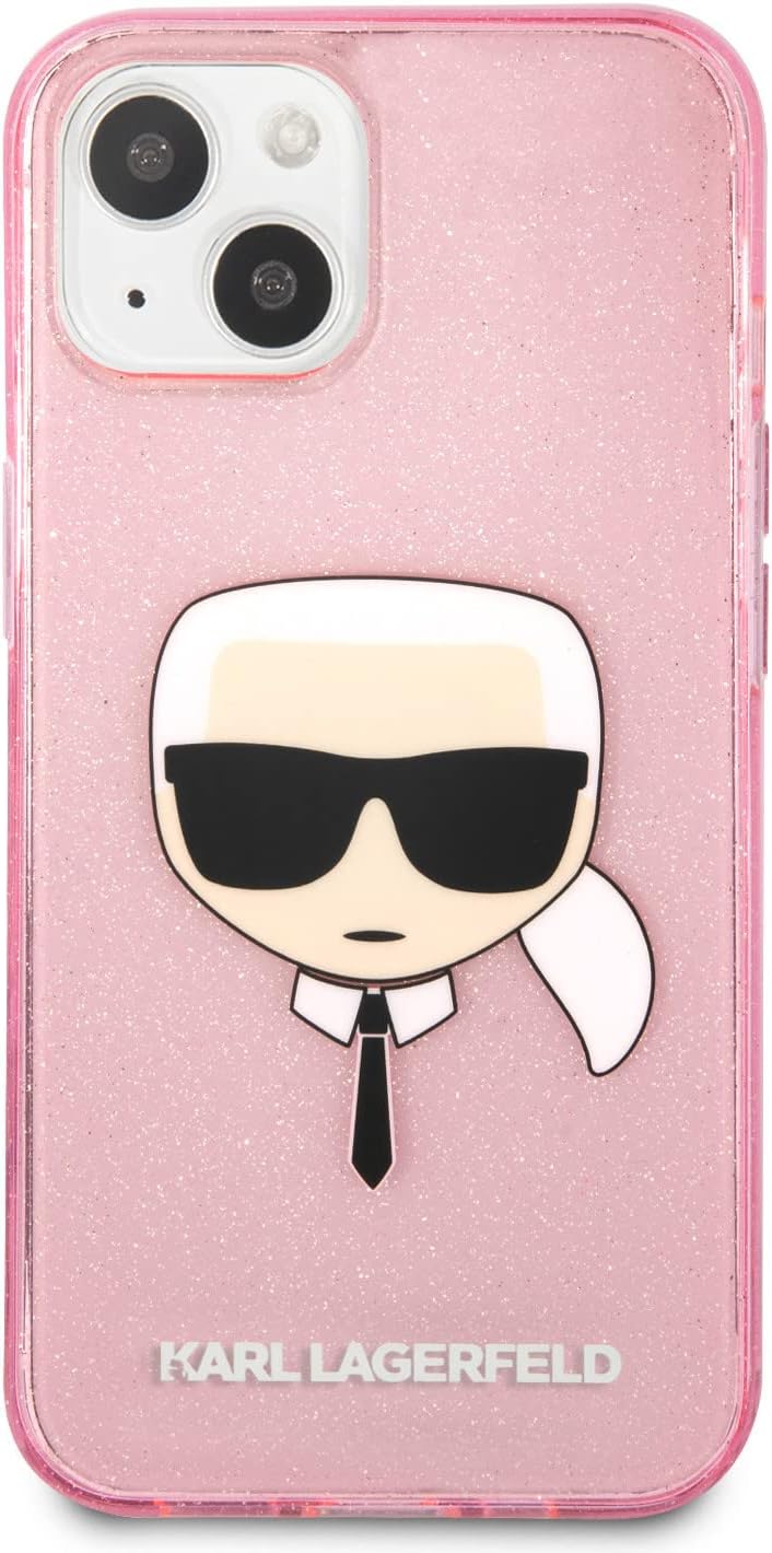 KARL LAGERFELD KLHCP13XKHTUGLP Hülle für iPhone 13 Pro Max 6,7" rosa Glitter Karl`s Head