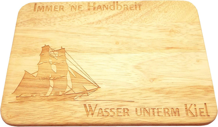 Brotbrett Frühstücksbrett Brigg Segelschiff Gravur Handbreit Wasser unterm Kiel