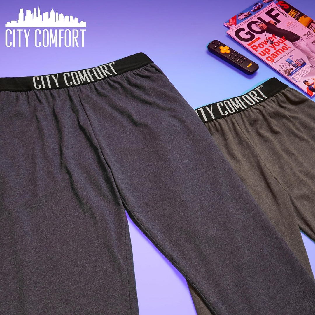 CityComfort Herren Schlafanzughose Lang mit Seitentaschen & elastischem Bund, 2er Pack XXL Elastisch