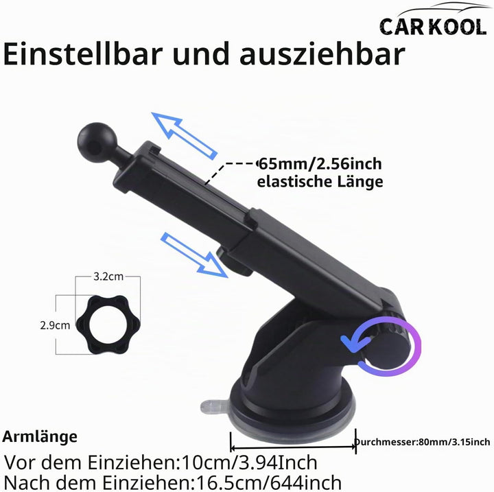 Saugnapfhalterung für CarPlay Display, 360° Drehbare Armaturenbrett Carplay Halterung Auto, 17 mm Ku