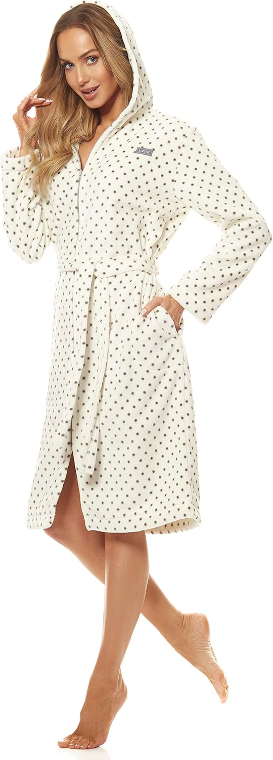 L&L - 9156 Long Luxury Toweling Damen Weicher Langarm Bademantel. Extrem Leicht. Hausmantel mit Reis
