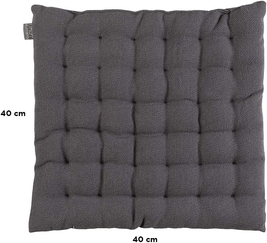 Linum Pepper Elegantes Sitzkissen 40x40 cm, 100% Baumwolle, Maschinenwaschbar, Granitgrau 40x40cm Gr