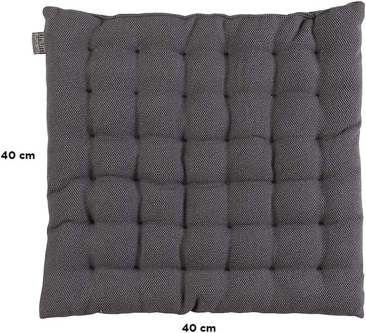 Linum Pepper Elegantes Sitzkissen 40x40 cm, 100% Baumwolle, Maschinenwaschbar, Granitgrau 40x40cm Gr