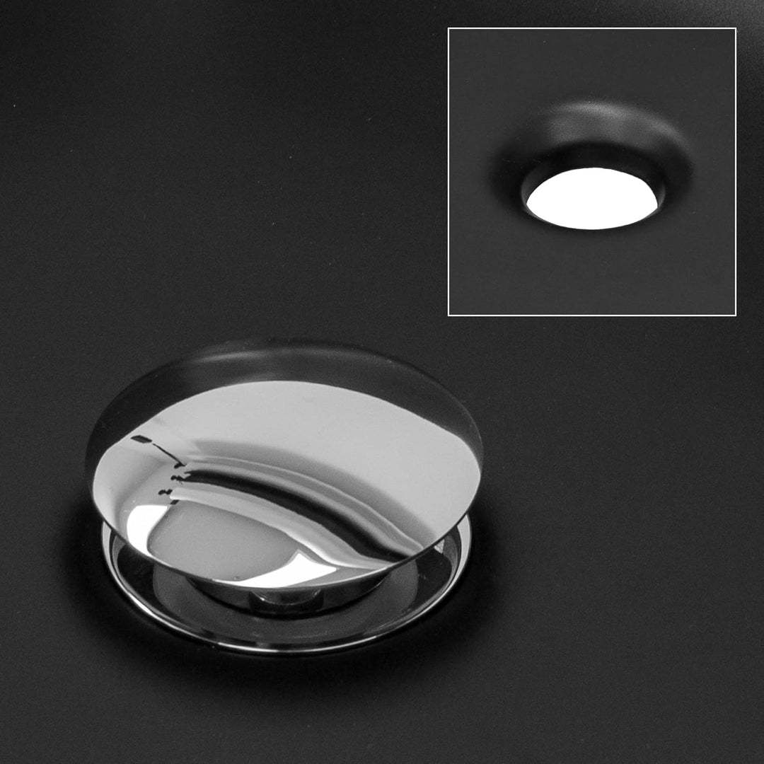 ML-Design Waschbecken aus Keramik in Schwarz matt Ø 32x13,5 cm Rund inkl. Ablaufgarnitur Silber, Mod