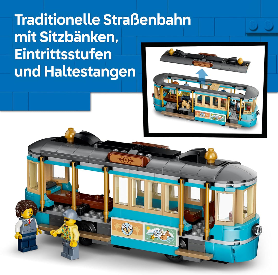 LEGO City Klassische Strandstrassenbahn Spielzeug - Modellbau mit Schienenstrecke, Strassenszene, 5
