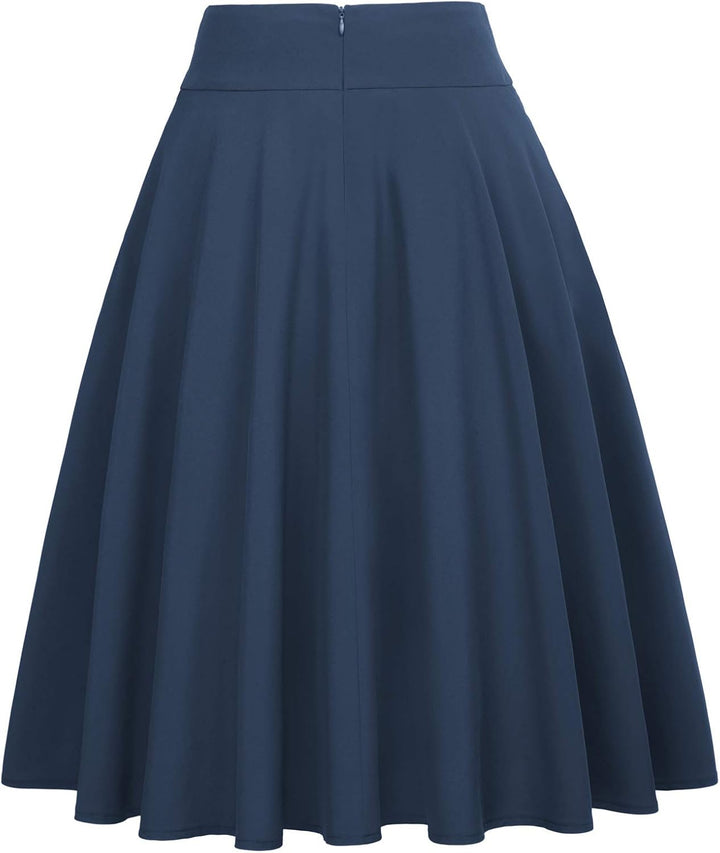 Belle Poque - Damenrock mit hoher Taille und Taschen, ausgestellt, A-Linie, Midi-Rock Bp561-12 S, Bp