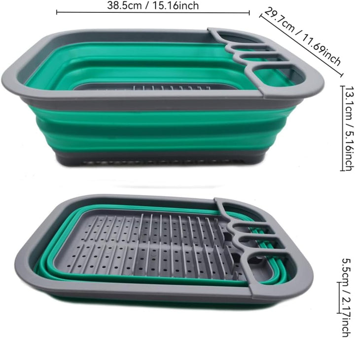 SAMMART 7.5L Collapsible Plastic Dish Drainer - Foldable Drying Rack Set - Portable Dinnerware Organ