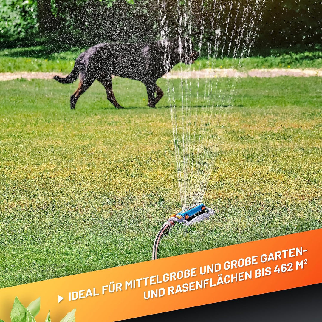 GRÜNTEK Rasensprenger bis 462 m2 für grosse Rasenflächen mit Turbo-Motor, Viereckregner Rasen-Sprink
