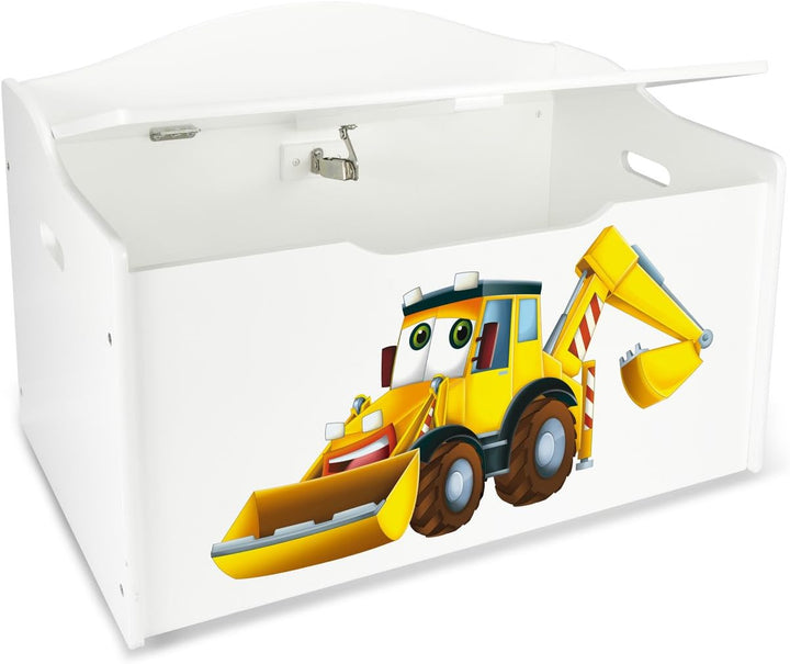 Leomark Kinderbank Hölzerne Bagger XL Kindertruhenbank Behälter für Spielzeug Truhe für Kinderzimmer