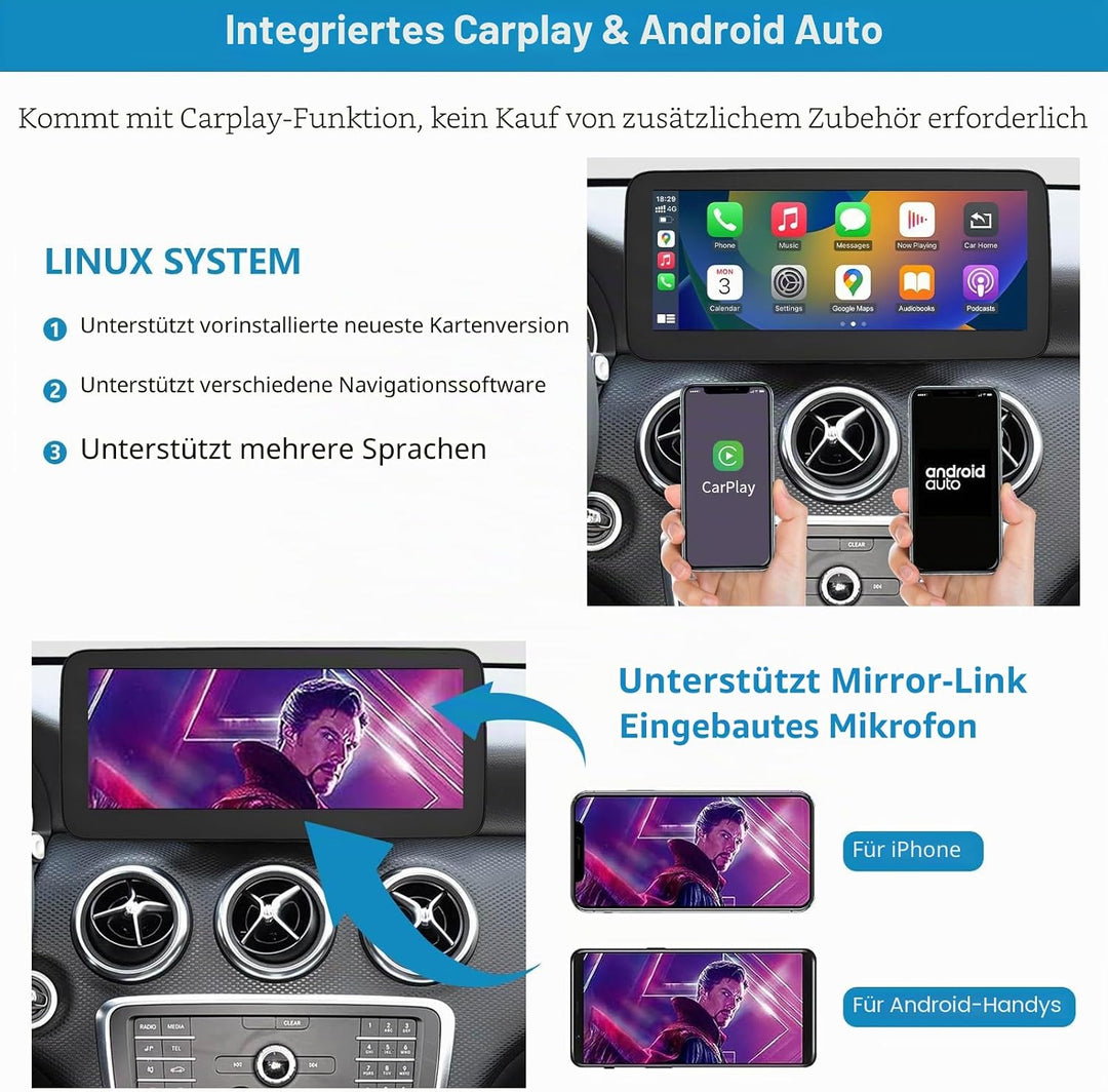 Autoradio 10,25 Zoll Touchscreen für 2016-2018 Mercedes Benz A GLA CLA Klasse W176 C117 X117 X156 mi