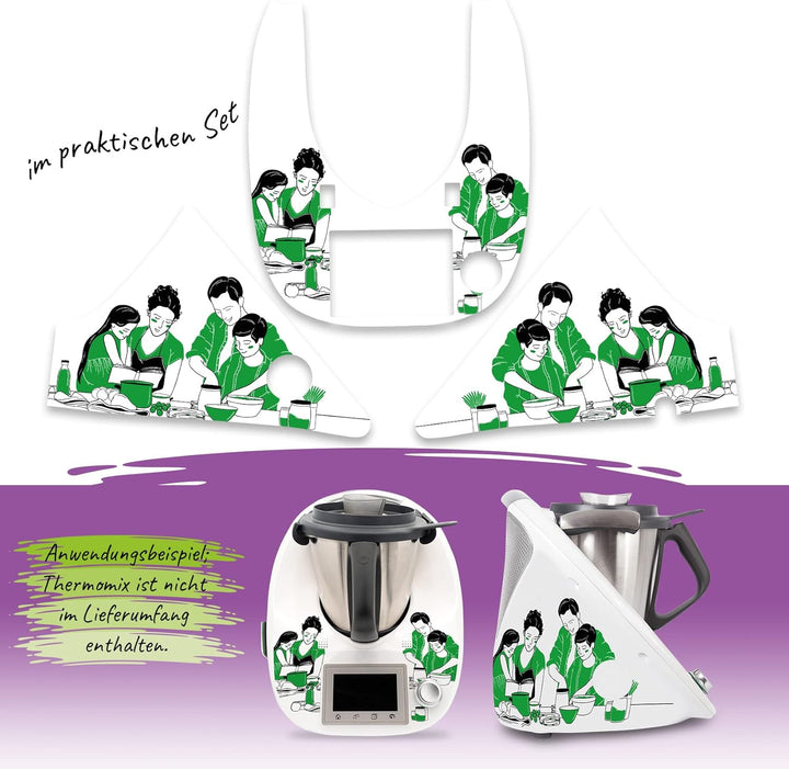 Deko Schutz Aufkleber kompatibel mit Küchenmaschine Thermomix TM5 Design Sticker Klebefolie Zubehör