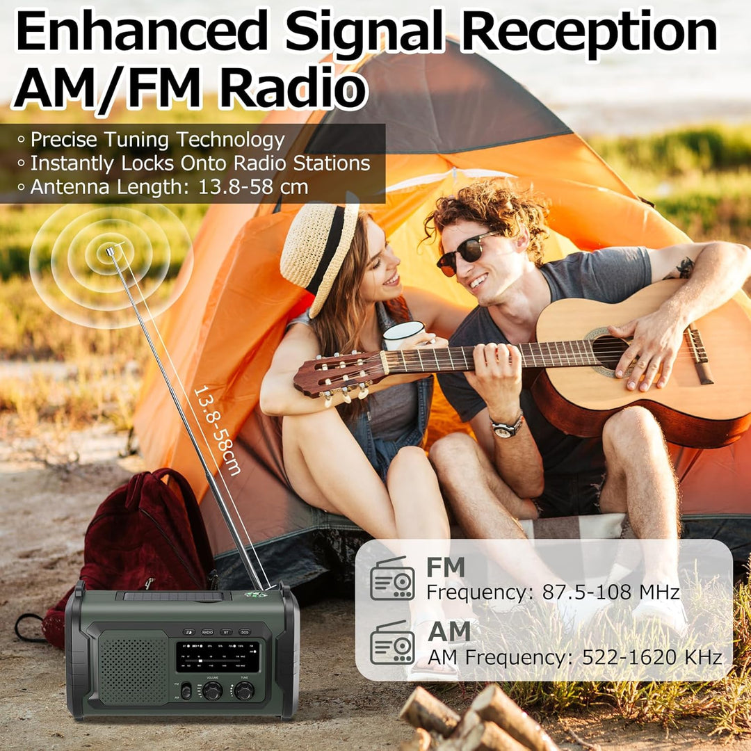 Kurbelradio 27000mAh, Notfallradio Solar Kurbel FM/AM Mit Bluetooth, SOS Alarm Emergency Radio, Kurb