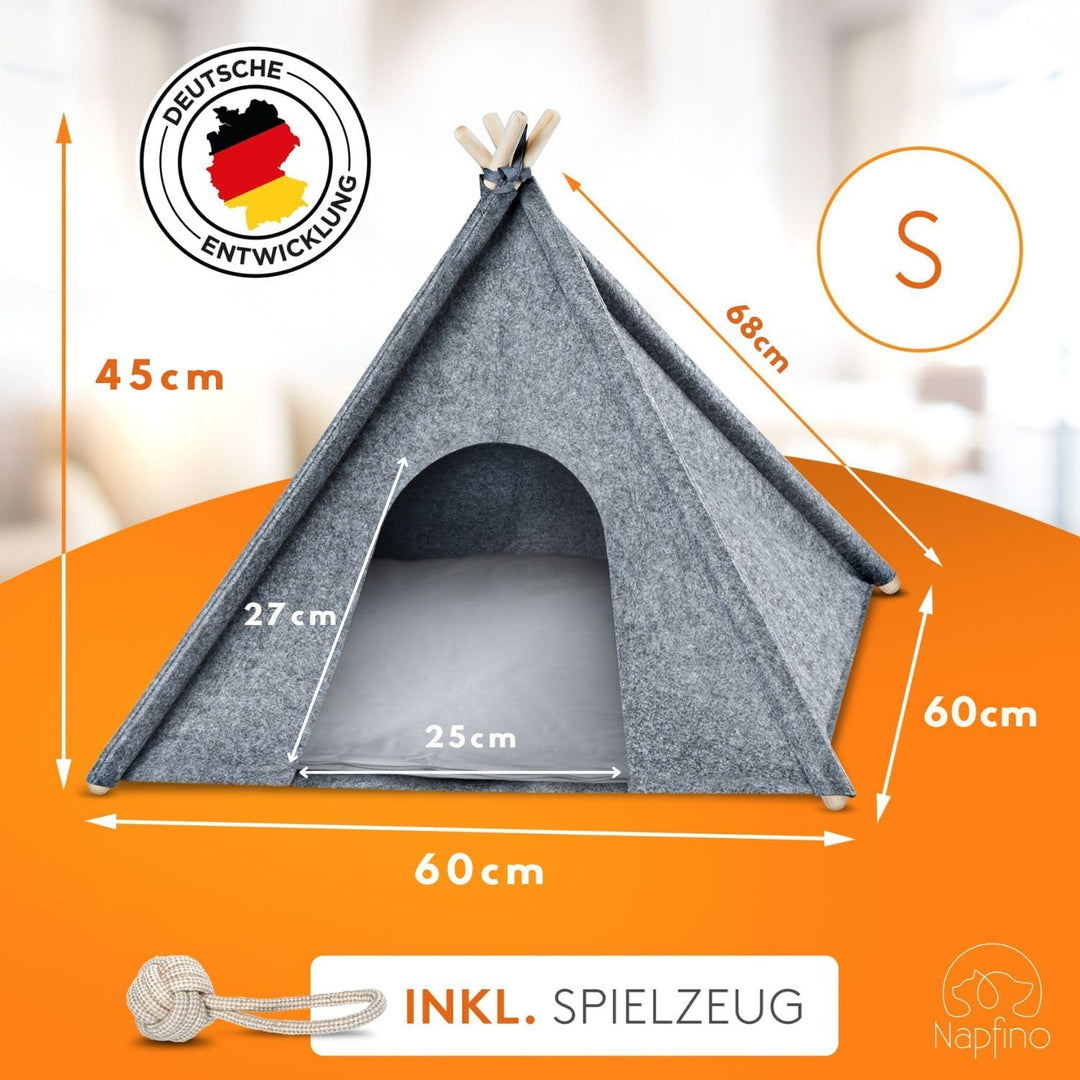 NAPFINO - Gemütliche Hundehöhle &amp; Katzenhöhle - Angenehme Hundehütte Indoor aus Filz - Hundezelt mit
