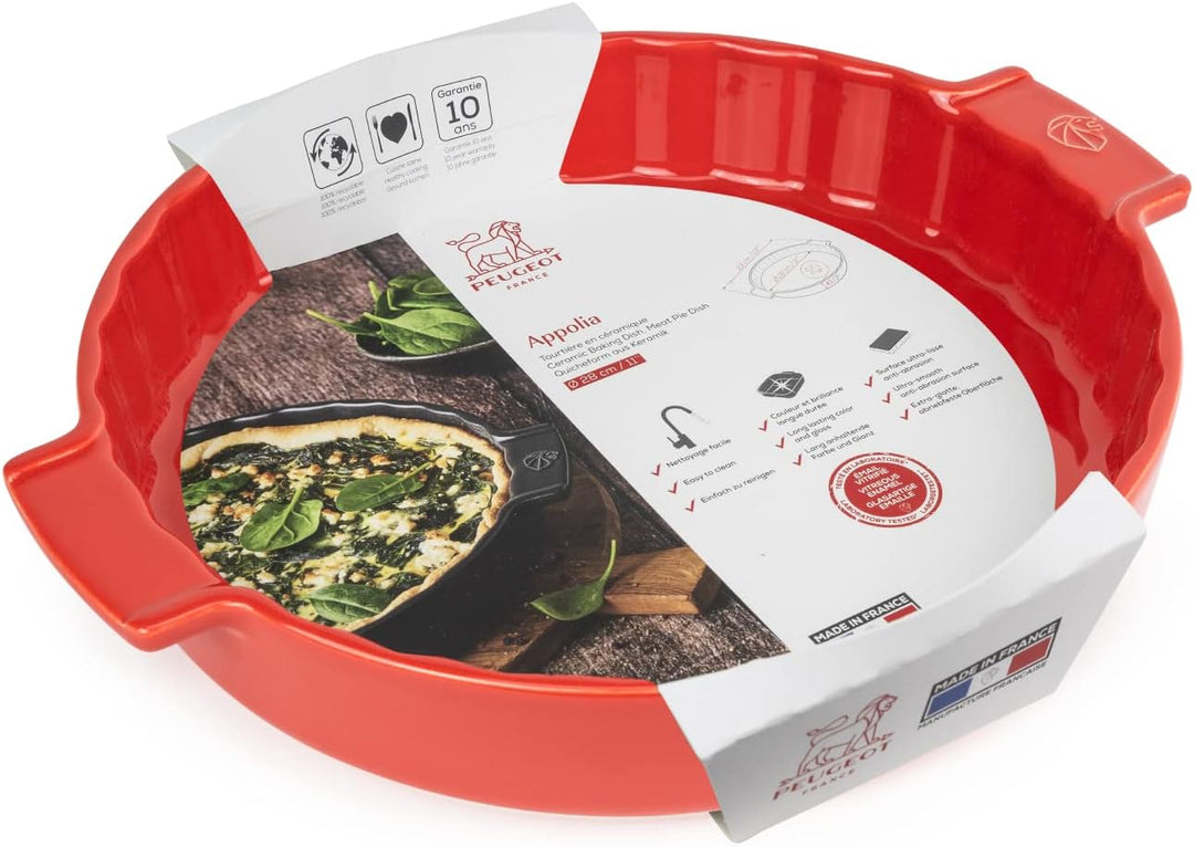 Peugeot 60398 Appolia Tarteform, Keramik, rot, 28cm Rot 30 cm, Rot 30 cm