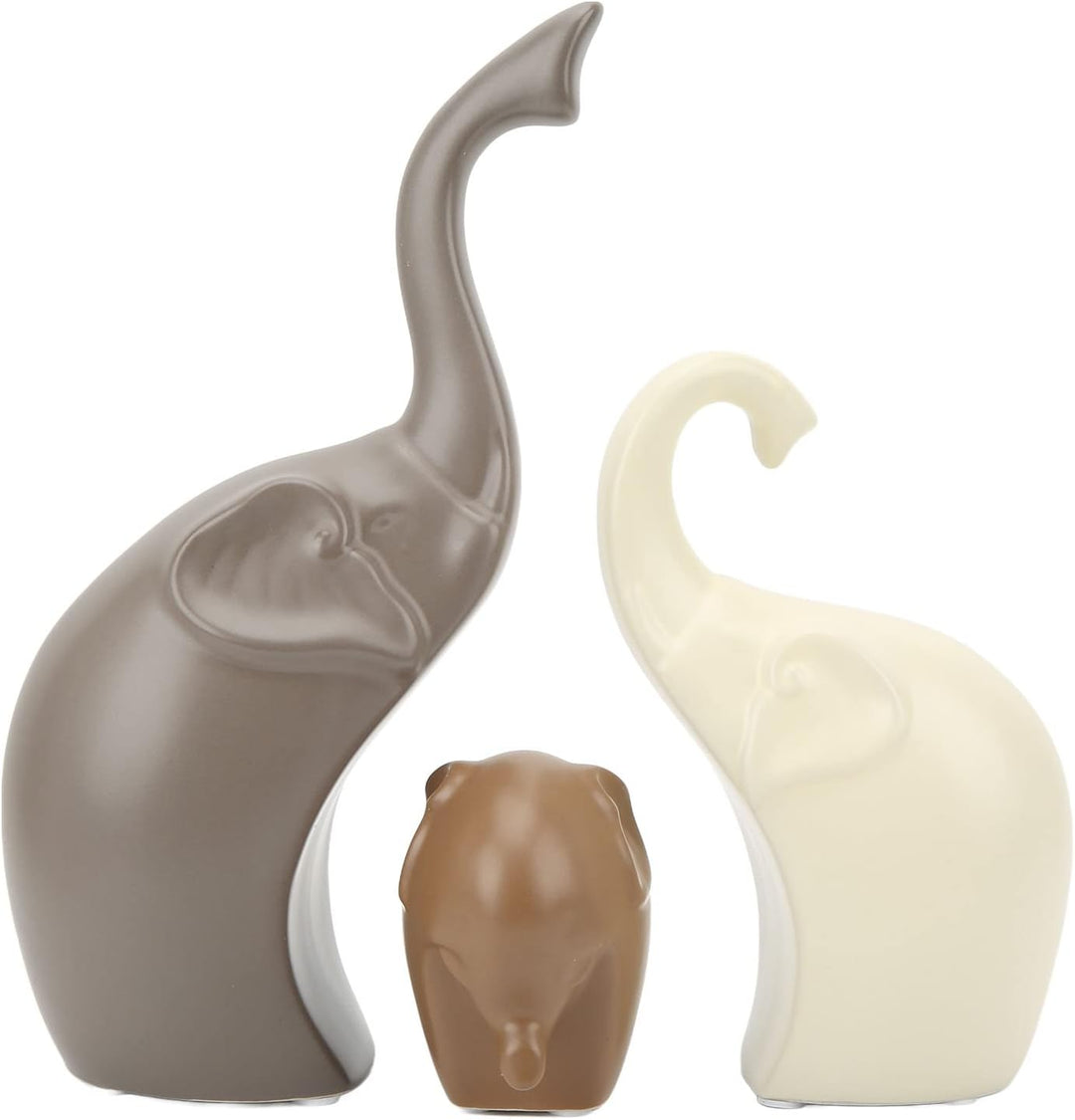 3 Stück Keramik Elefanten Figur Deko, 23cm Helle Farbe Moderner Stil Porzellan Elefant Statue, Feng